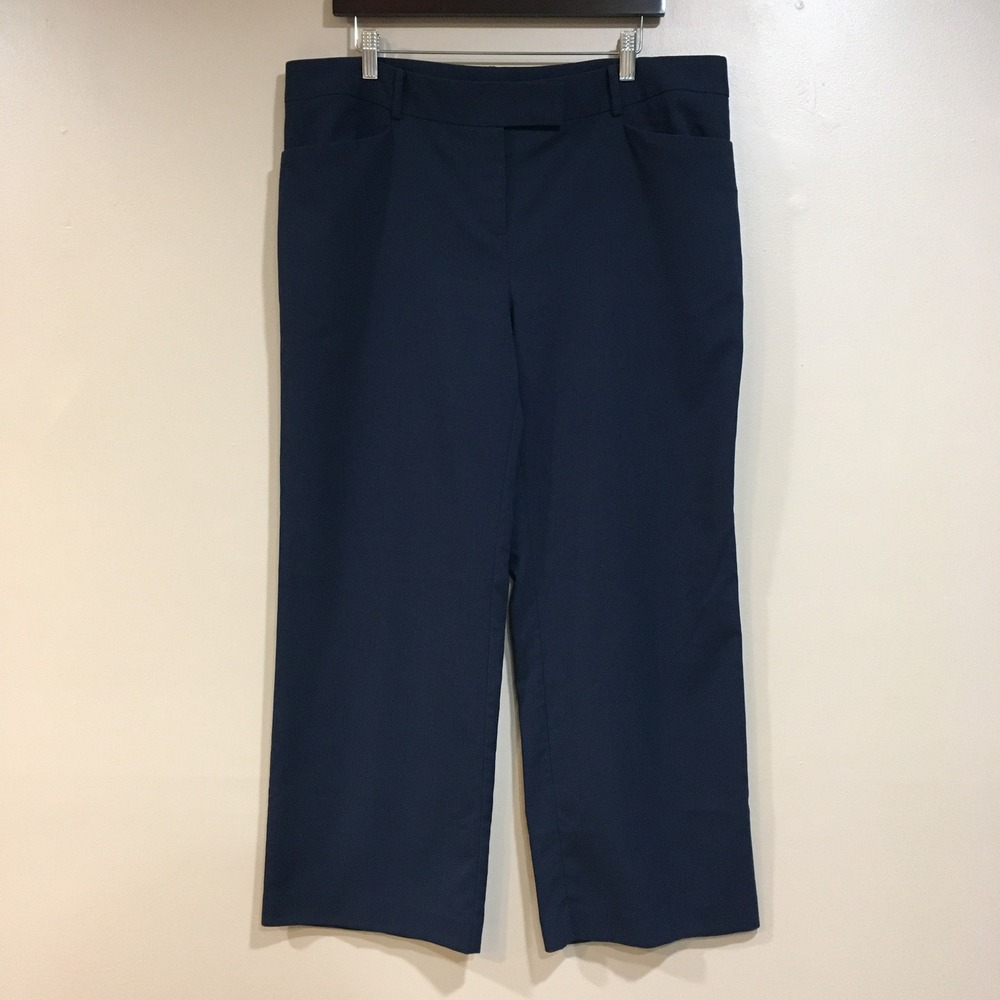 Fashion Bug Straight Leg Dress Pants Womens 16P Navy Blue Classic Work Capsule